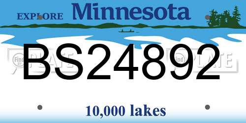 BS24892 Minnesota License Plate