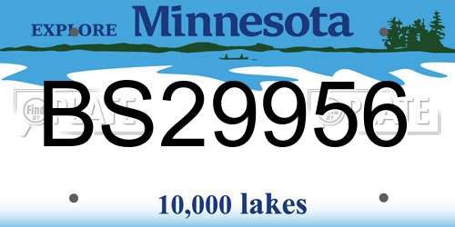 BS29956 Minnesota License Plate