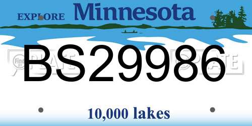BS29986 Minnesota License Plate