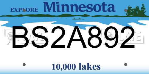 BS2A892 Minnesota License Plate
