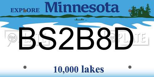BS2B8D Minnesota License Plate