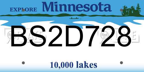 BS2D728 Minnesota License Plate