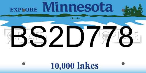 BS2D778 Minnesota License Plate