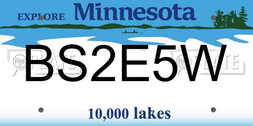 BS2E5W Minnesota License Plate