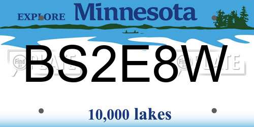 BS2E8W Minnesota License Plate