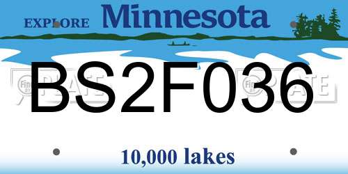 BS2F036 Minnesota License Plate