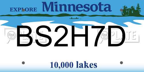 BS2H7D Minnesota License Plate