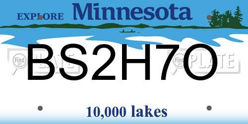 BS2H7O Minnesota License Plate