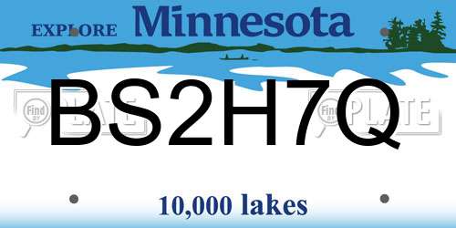 BS2H7Q Minnesota License Plate