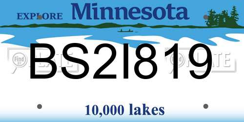 BS2I819 Minnesota License Plate