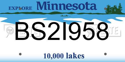 BS2I958 Minnesota License Plate