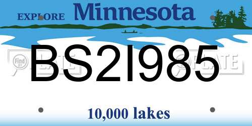 BS2I985 Minnesota License Plate