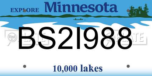 BS2I988 Minnesota License Plate