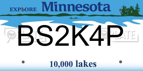 BS2K4P Minnesota License Plate