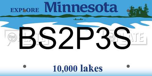 BS2P3S Minnesota License Plate