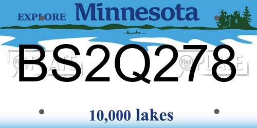 BS2Q278 Minnesota License Plate