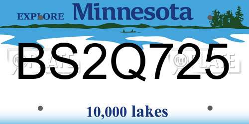 BS2Q725 Minnesota License Plate