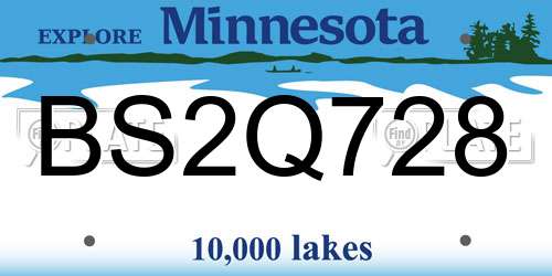 BS2Q728 Minnesota License Plate