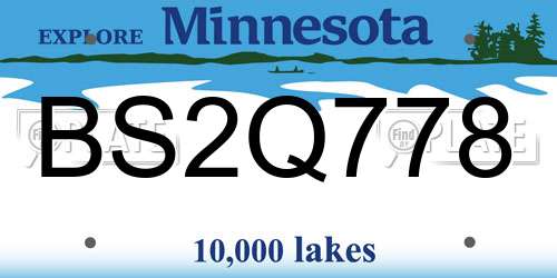 BS2Q778 Minnesota License Plate