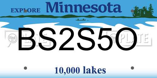 BS2S5O Minnesota License Plate