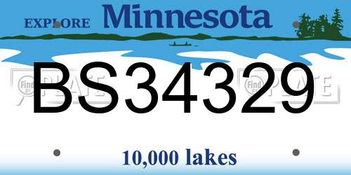 BS34329 Minnesota License Plate