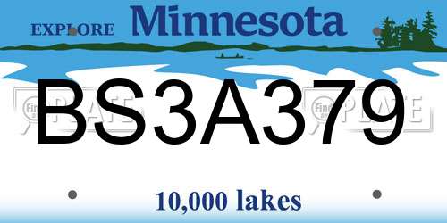 BS3A379 Minnesota License Plate