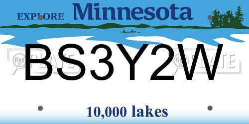 BS3Y2W Minnesota License Plate