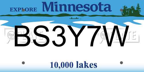 BS3Y7W Minnesota License Plate
