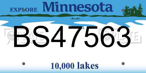 BS47563 Minnesota License Plate