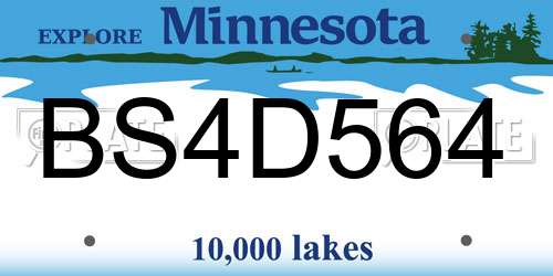 BS4D564 Minnesota License Plate
