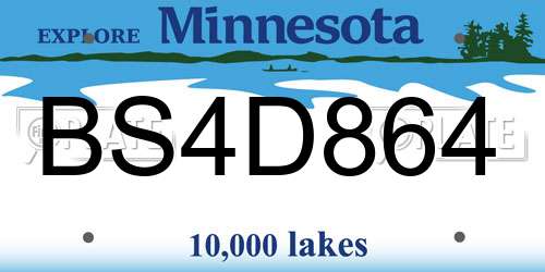 BS4D864 Minnesota License Plate