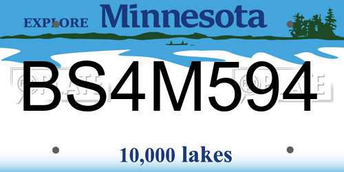 BS4M594 Minnesota License Plate