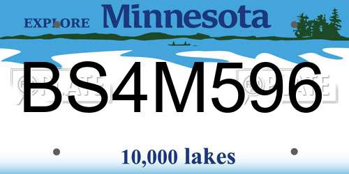 BS4M596 Minnesota License Plate