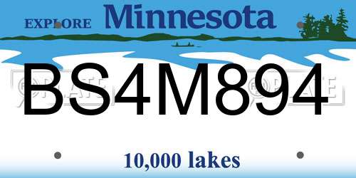 BS4M894 Minnesota License Plate