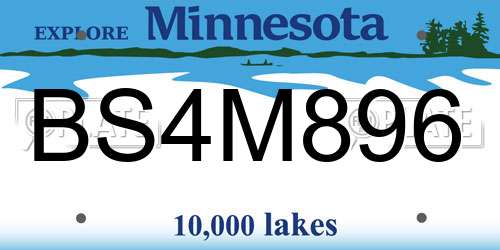 BS4M896 Minnesota License Plate