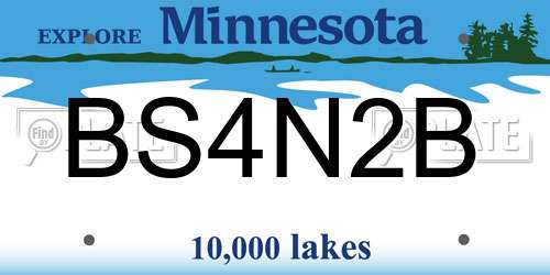 BS4N2B Minnesota License Plate