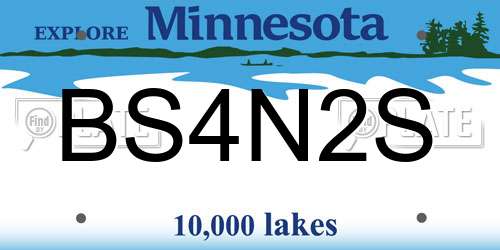 BS4N2S Minnesota License Plate