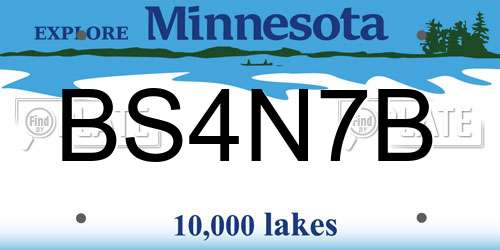 BS4N7B Minnesota License Plate