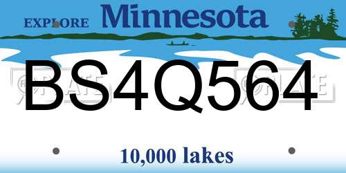 BS4Q564 Minnesota License Plate