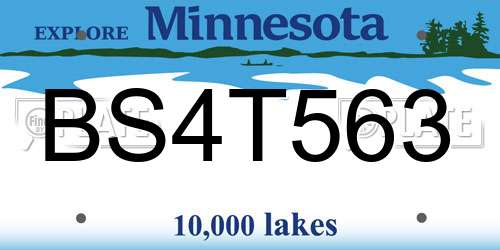 BS4T563 Minnesota License Plate