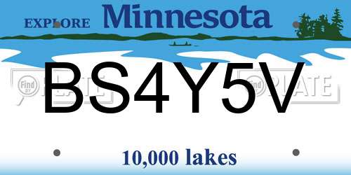 BS4Y5V Minnesota License Plate