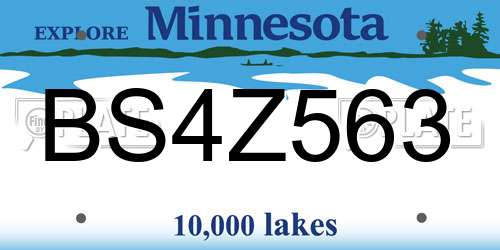 BS4Z563 Minnesota License Plate