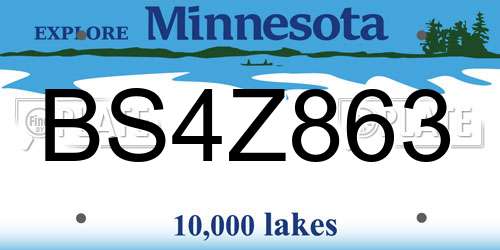 BS4Z863 Minnesota License Plate