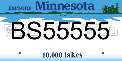 BS55555 Minnesota License Plate