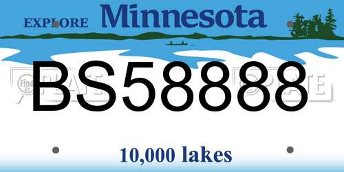 BS58888 Minnesota License Plate