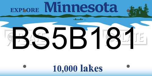 BS5B181 Minnesota License Plate