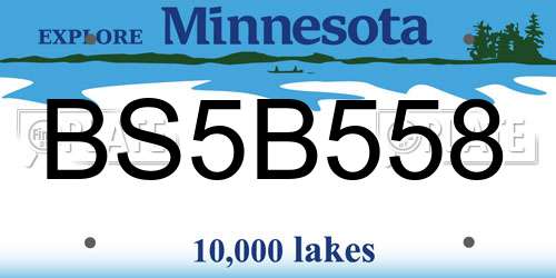 BS5B558 Minnesota License Plate