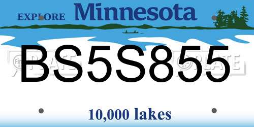 BS5S855 Minnesota License Plate