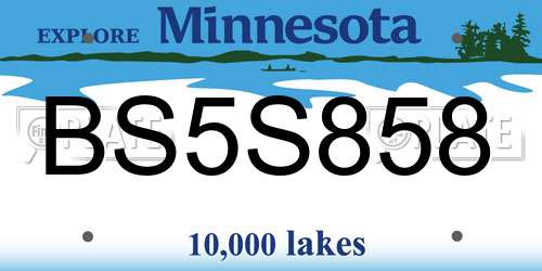 BS5S858 Minnesota License Plate
