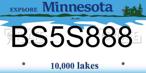 BS5S888 Minnesota License Plate